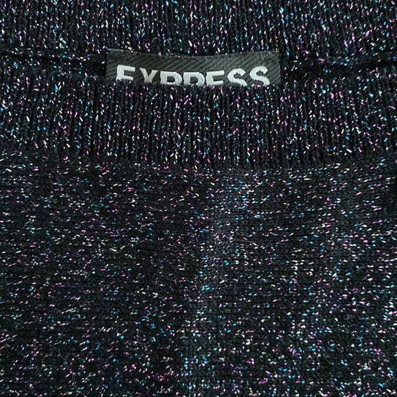 Express - Dolman Cold Shoulder Lightweight Sparkle/Glitter Sweater - Small - BLK - Picture 2 of 5